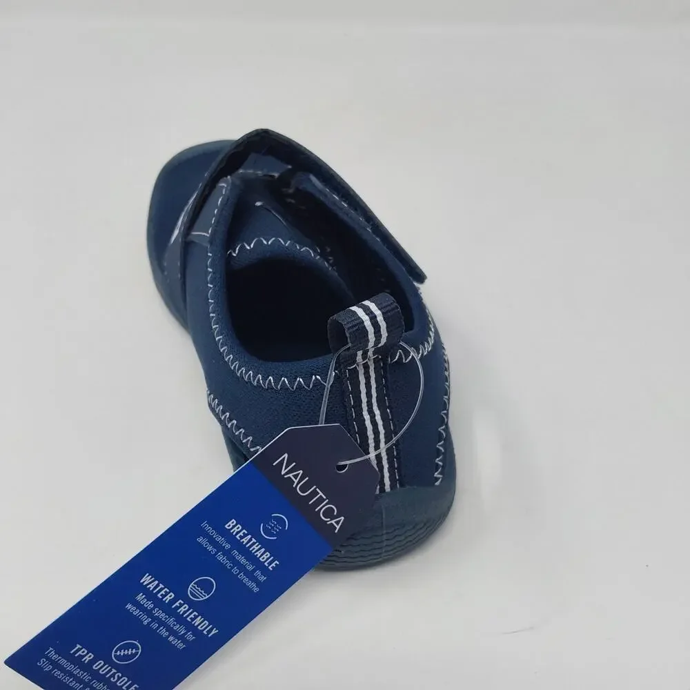 Nautica Toddler Water Shoes Navy Aqua Sock Hook & Loop Size 10 New